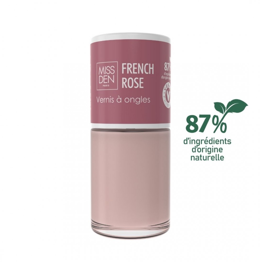 Vernis rose origine naturelle Miss Den ongles