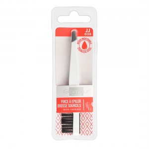 Duo pince a epiler + brosse sourcils packaging