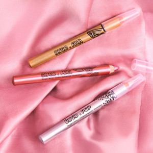 Crayons Disco Pop, Soul et Funk – maquillage naturel multi-usage, éclat et brillance sur fond rose