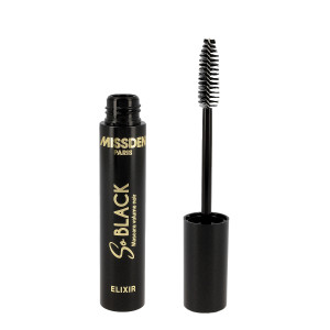 Mascara So Black Elixir Miss Den ouvert avec brosse volume noire