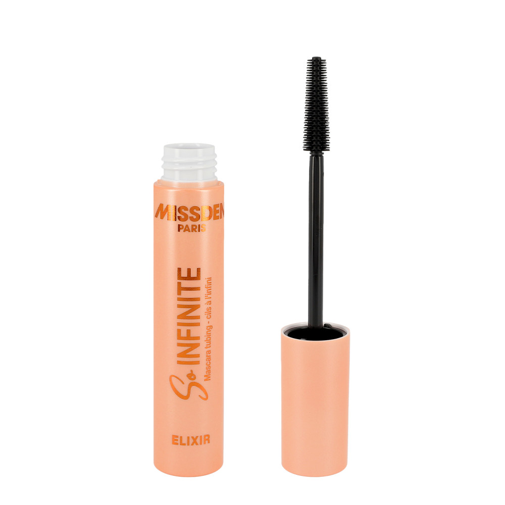 Mascara tubing So Infinite Elixir Miss Den ouvert avec brosse précision