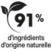 91% d'ingrédients d'origine naturelle